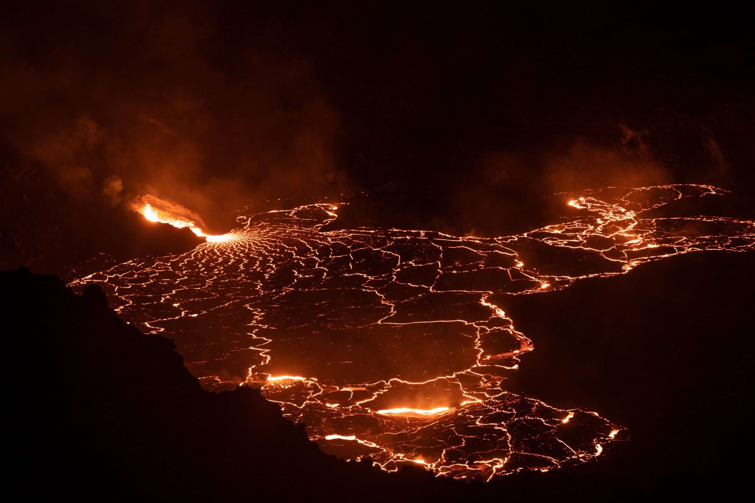 Volcano tours at Kilauea during an eruption.