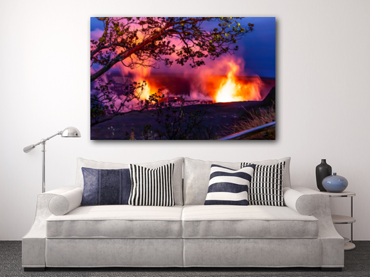 Halema'uma'u Night Colors metal print on display in an office.