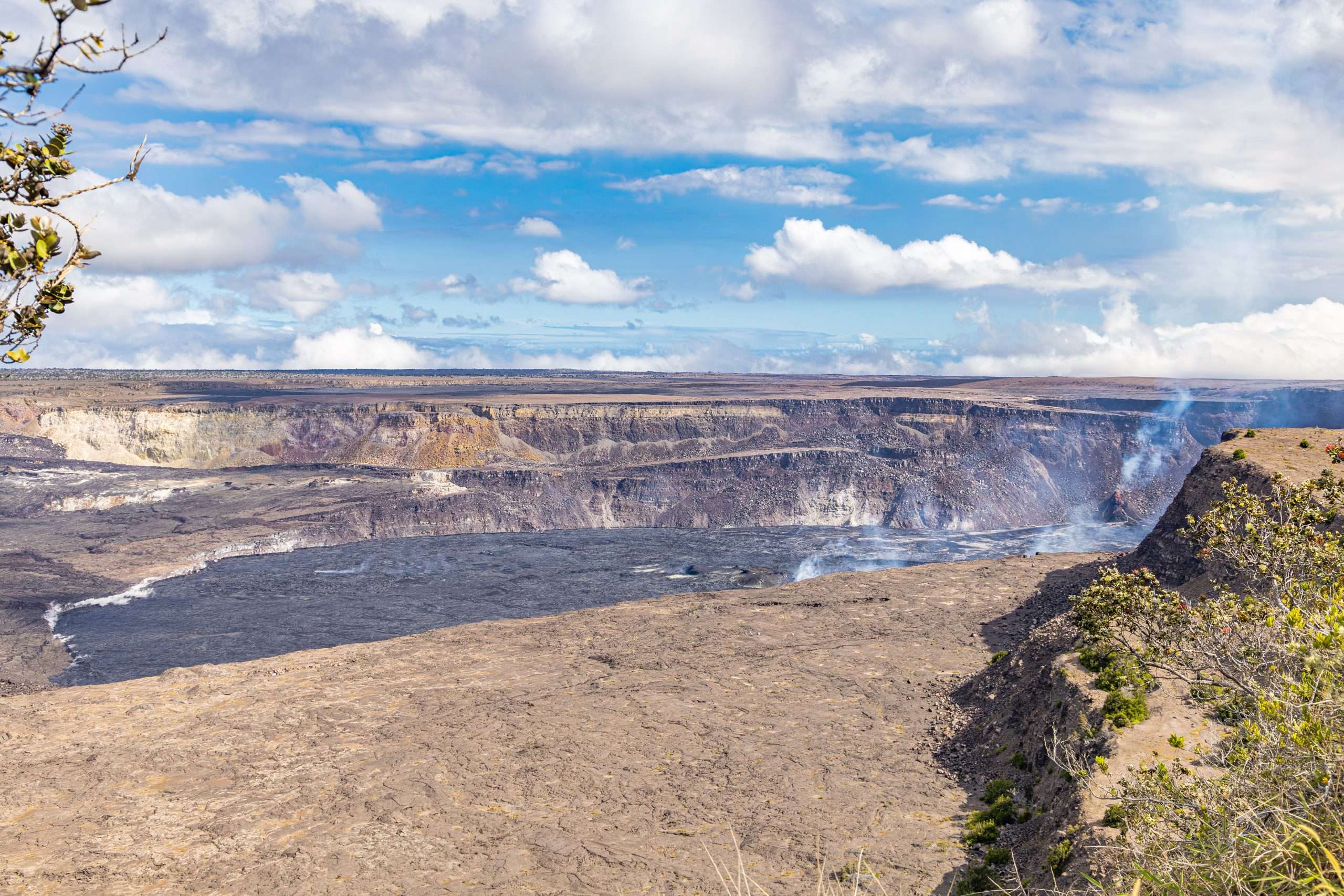 Standing on the rim of Kilauea caldera in Hawaii Volcanoes National Park.