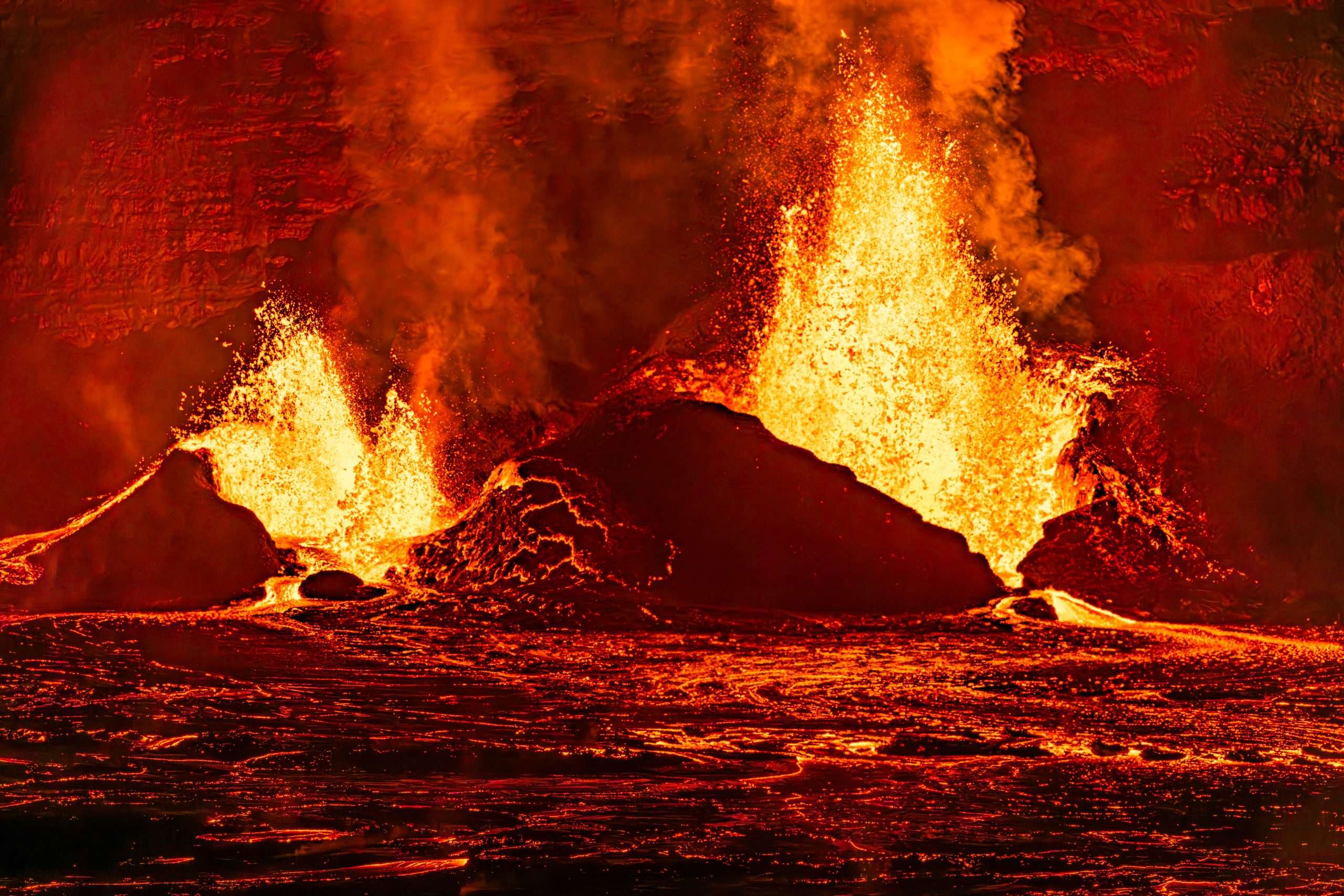 Lava fountaining at Kilauea volcano.