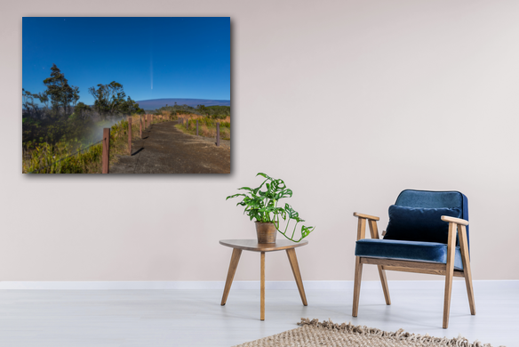 Tsuchinshan-ATLAS A3 Comet Over Mauna Loa & Wahinekapu Steaming Bluffs metal print on display in a doctor's office.