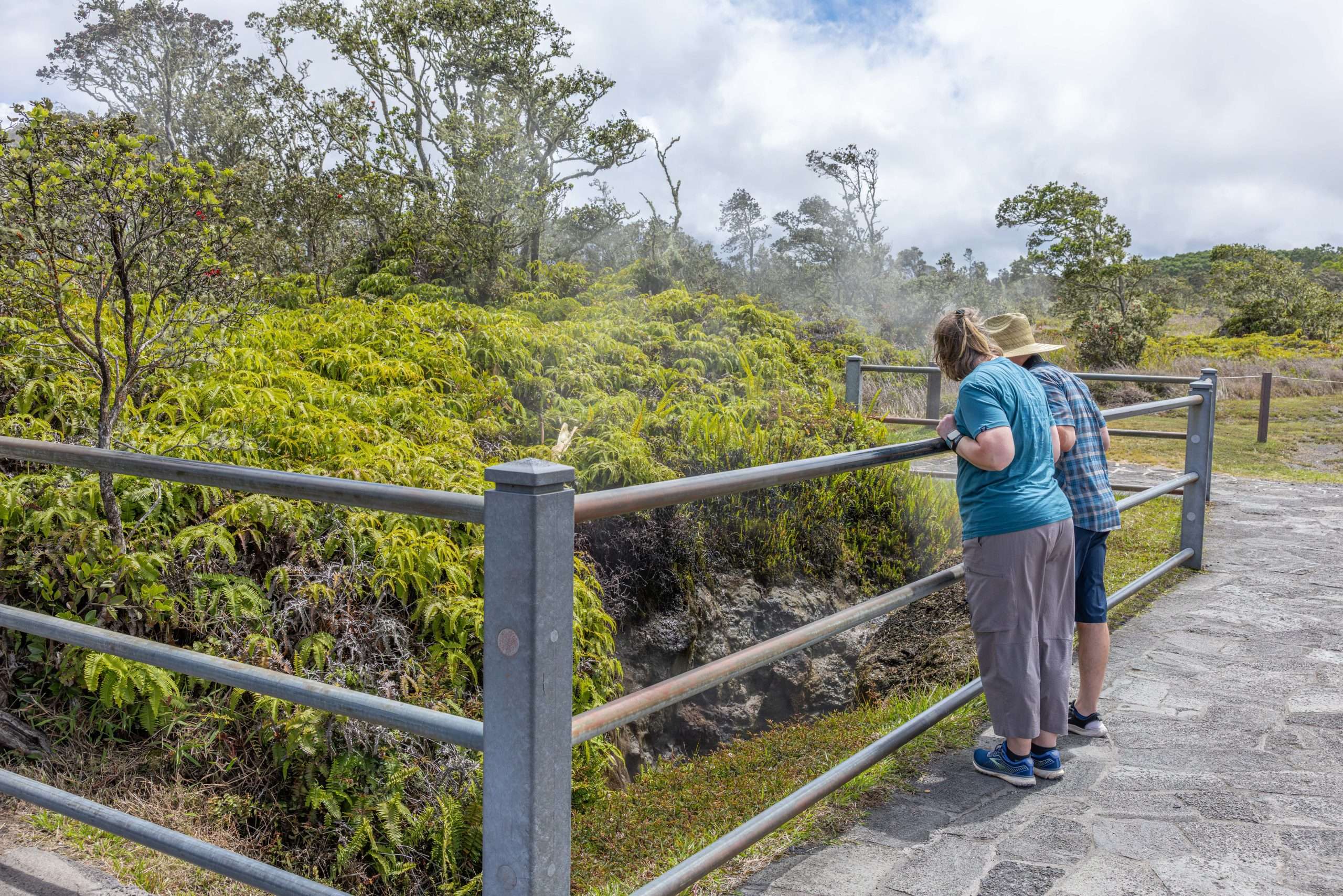Kona tour guests visiting Hawai'i Volcanoes National Park.