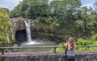 Big Island Waterfall tour stop at Rainbow Falls.