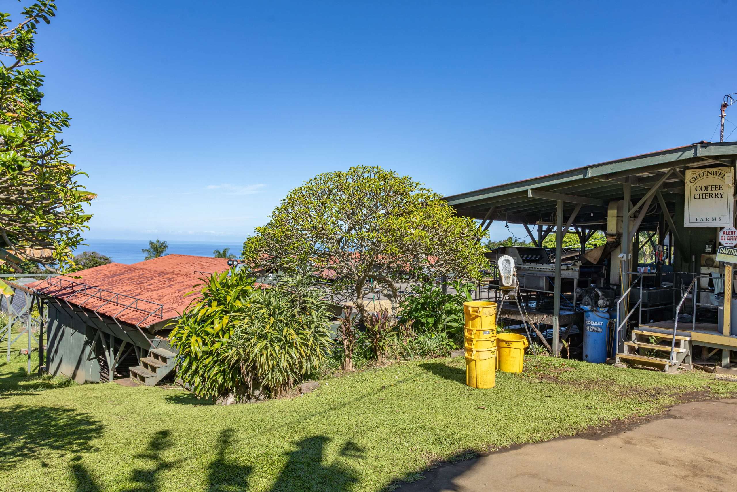 Big Island tour guests visit the wet mill at Greenwell Farms producing 100% Kona coffee.