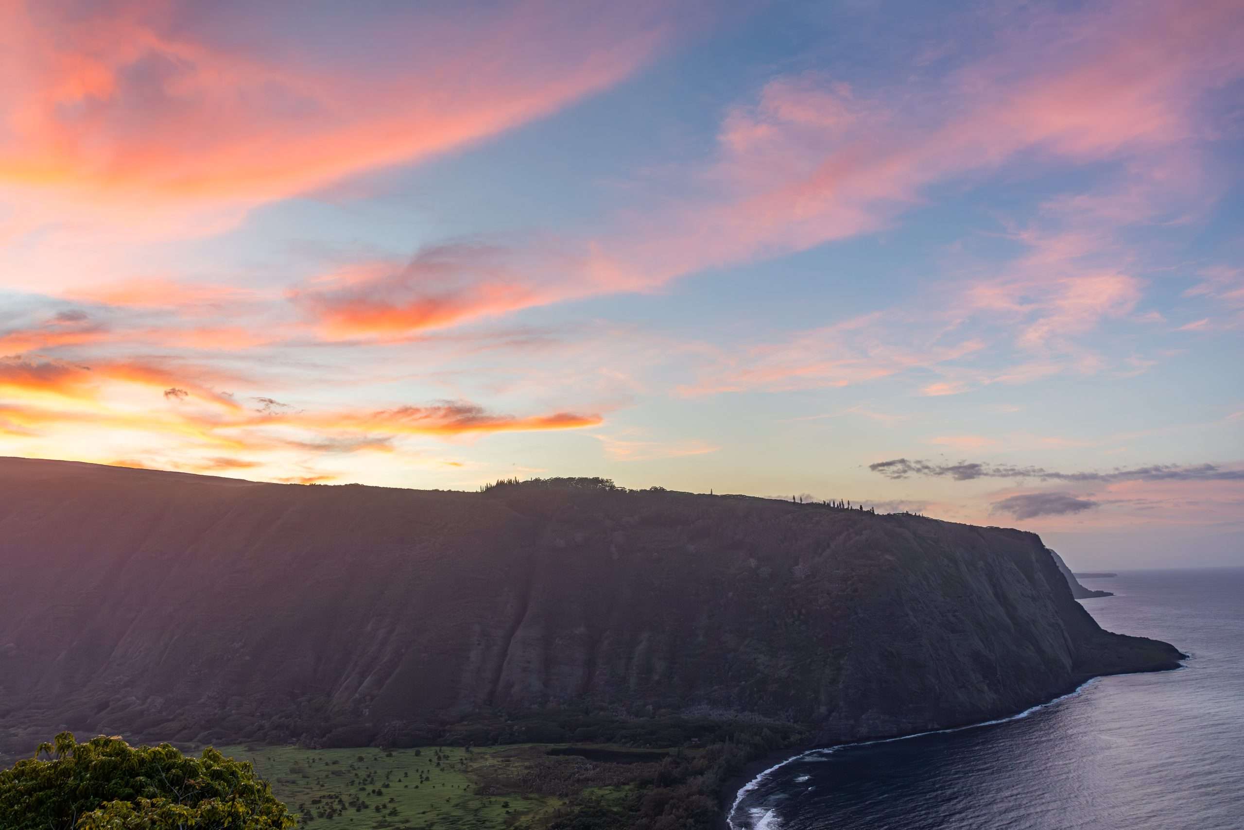 Big Island tours at Waipio Valley at sunset.
