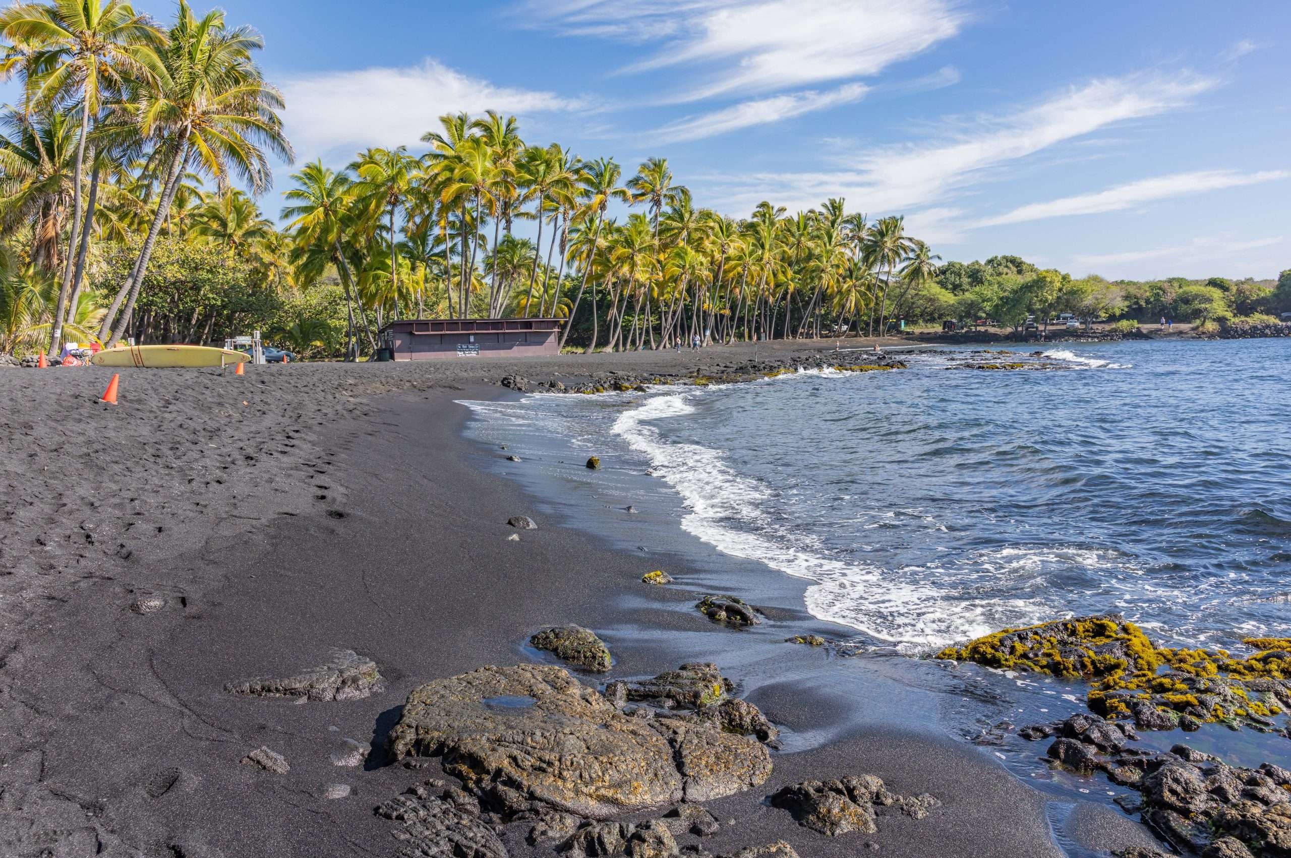 Punalu'u black sand beach is considered to be one of the blackest black sand beaches on the Big Island.