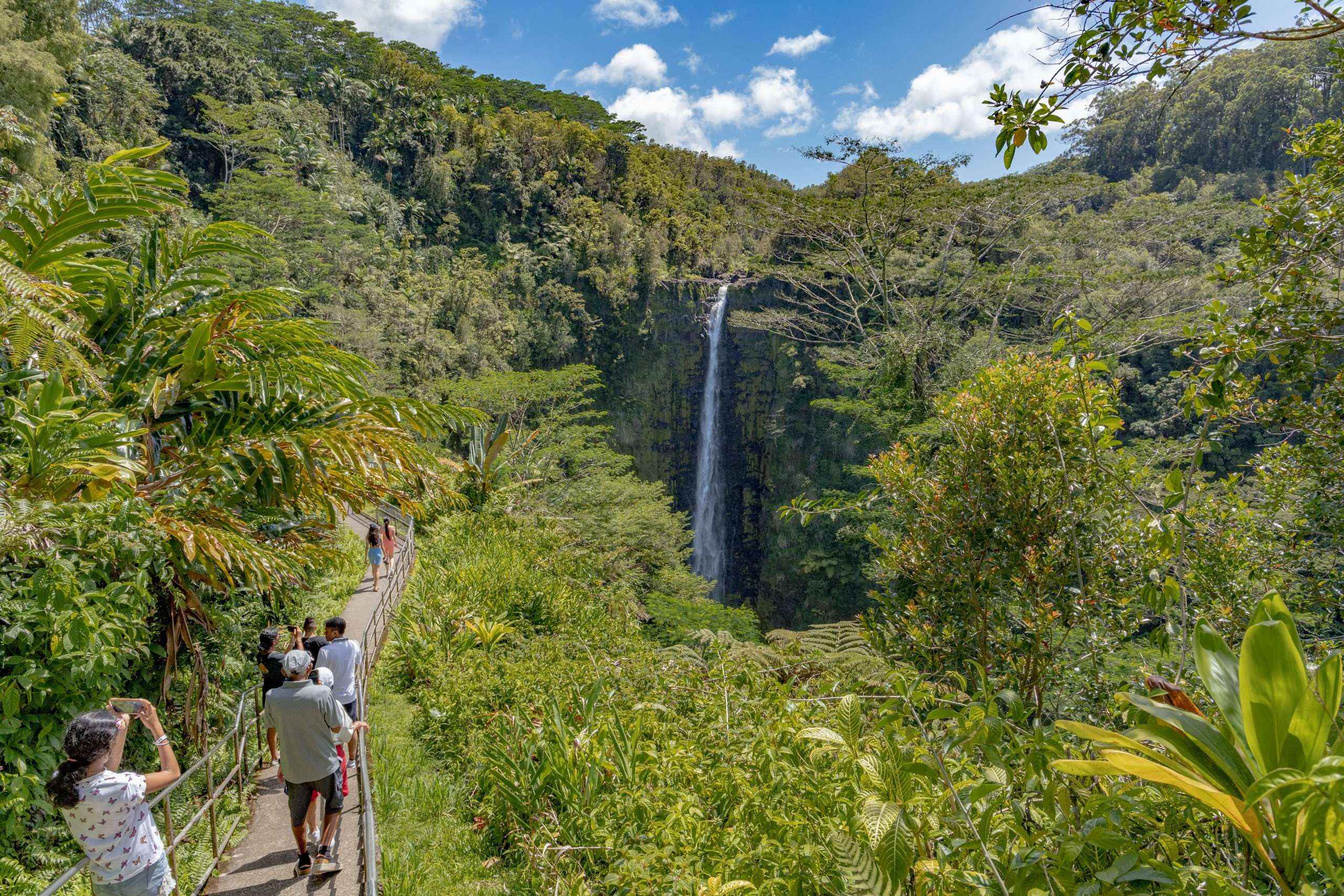 Circle island tour Big Island stop at Akaka Falls State Park.